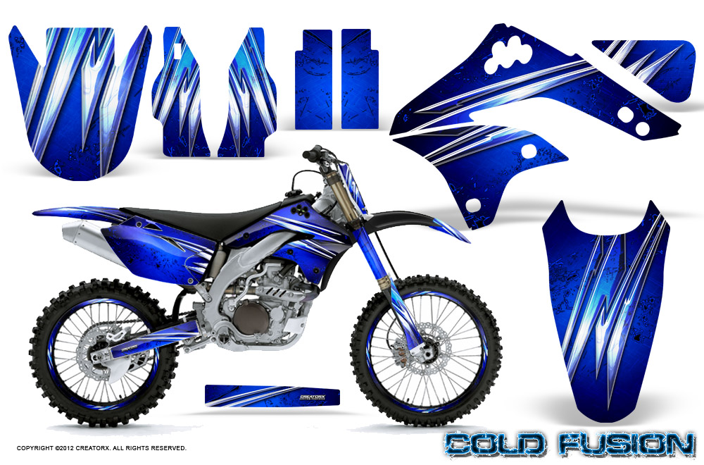 Kawasaki KX450F 06 08 Graphics Kit Cold Fusion Blue NP Rims